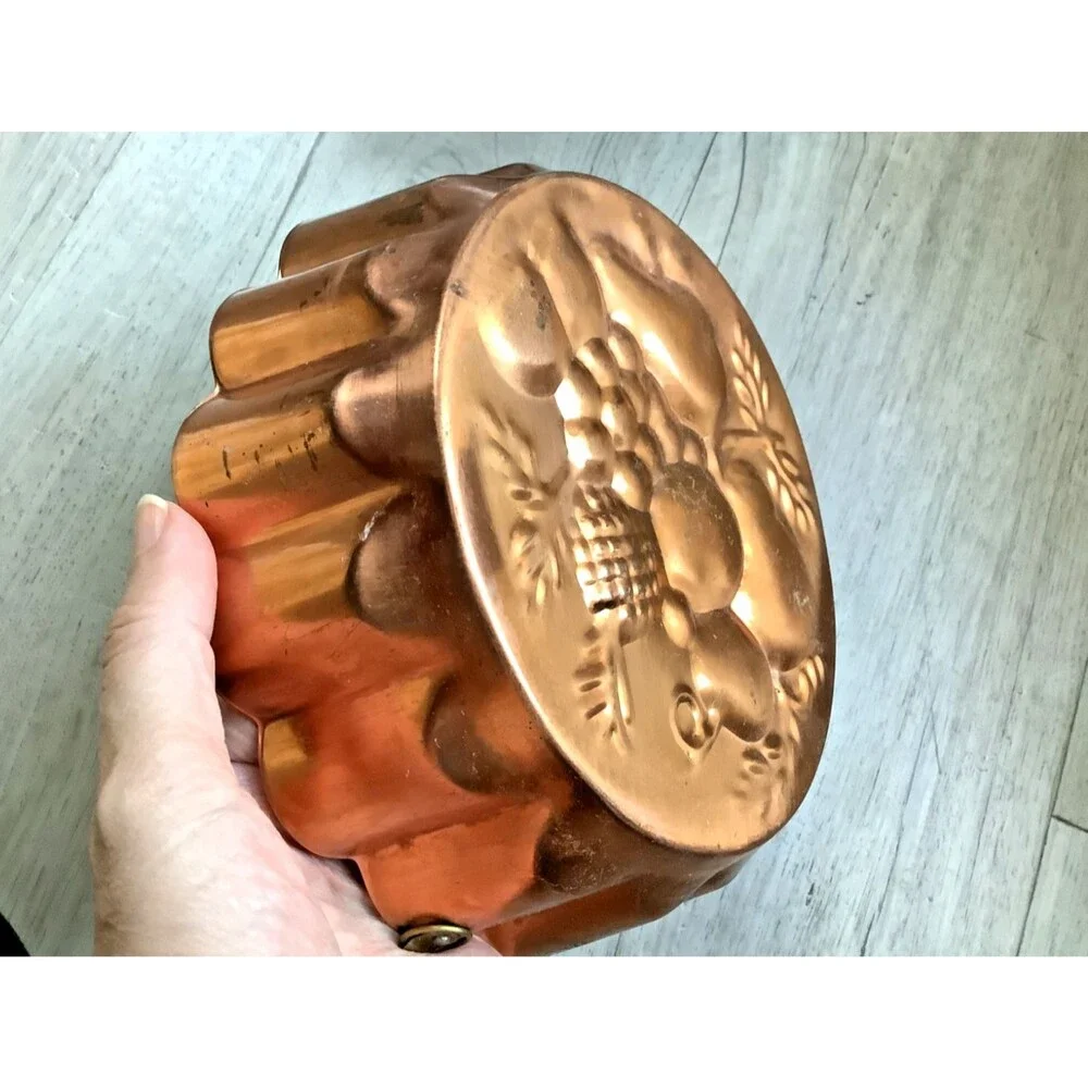 Tagus Portugal Copper Fruit Mold Tin Cake Jelly Lined Cordon Bleu Mold Italy Set